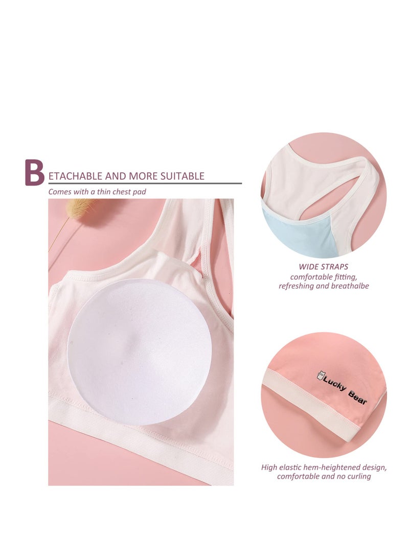 SYOSI Girls Training Bras Teens Sports Cotton 10-12 Seamless Racerback Bralettes Underwear with Removable Padding 4 Pack - Image 5