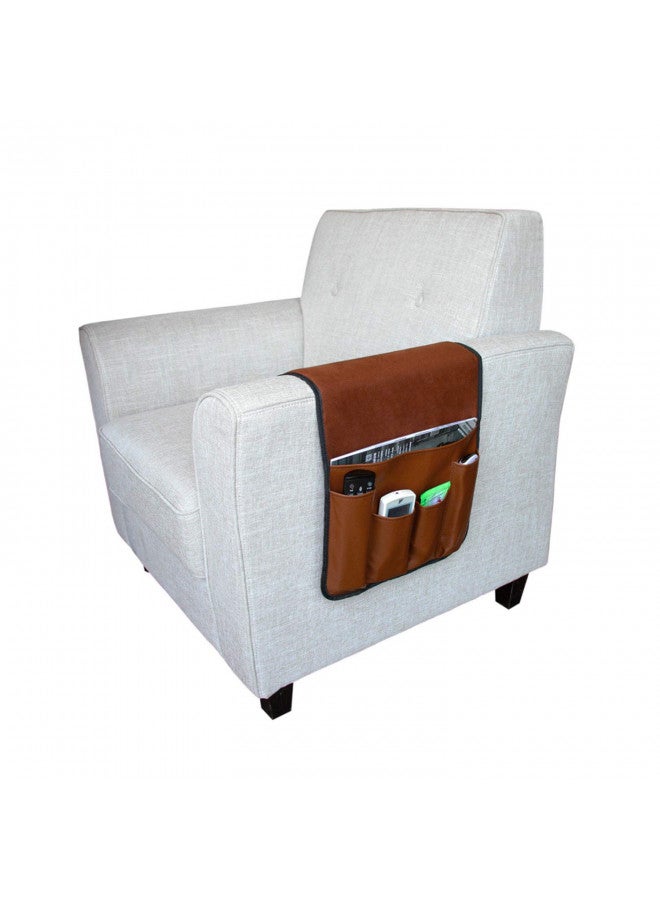 IPENNY No-slip Leather Sofa Couch Remote Control Holder Chair Armrest Caddy Pocket Organizer Storage Bag for Cellphone Tablet Notepad Book Magazines DVD Eyewears Drinker Snacks Holder Pouch - Image 2