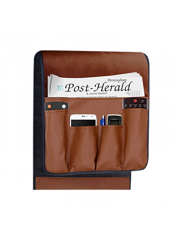 IPENNY No-slip Leather Sofa Couch Remote Control Holder Chair Armrest Caddy Pocket Organizer Storage Bag for Cellphone Tablet Notepad Book Magazines DVD Eyewears Drinker Snacks Holder Pouch - Image 3