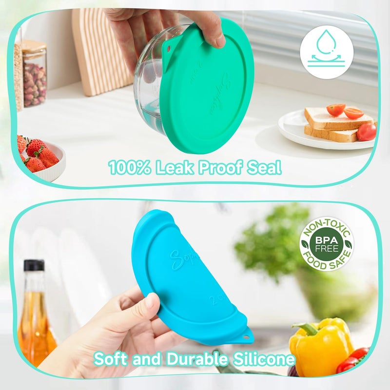 SOPHICO أغطية غطاء تخزين سيليكون مستديرة من Sophico مكونة من كوبين بديلة لـ Pyrex 7200-Pc وأوعية زجاجية مرساة (الحاوية غير متضمنة) | ميكس-4 عبوات | - Image 4