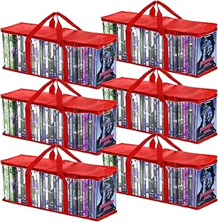 Fasmov Fasmov 6 Pack DVD Storage Bags Hold up to 240 DVDs (40 Each Bag), Water Resistant DVD Holder Case with Handles,  - Image 1