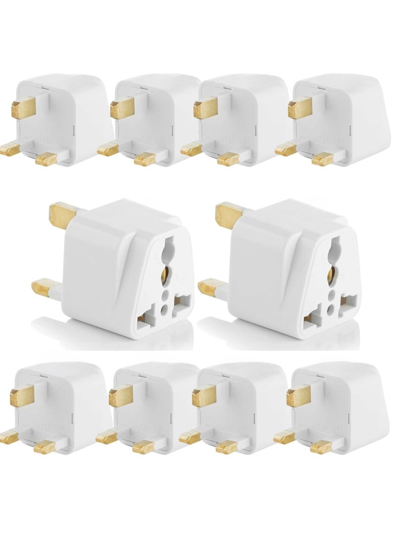 OCKO Ocko 3 Prong Pin Plug Type G Adapter UK to Universal Computer Conversion Outlet Plug Adapter Travel Companion for International Devices AustraliaNew ZealandChina UK Pack of 10 White  - Image 1