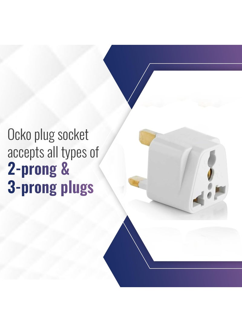 OCKO Ocko 3 Prong Pin Plug Type G Adapter UK to Universal Computer Conversion Outlet Plug Adapter Travel Companion for International Devices AustraliaNew ZealandChina UK Pack of 10 White  - Image 4