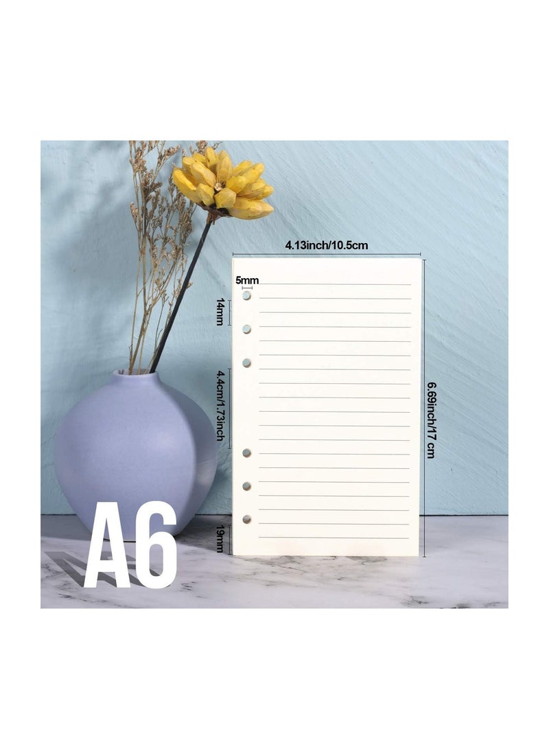 SOLARAE ورق مملوء بخطوط، إعادة تعبئة دفتر جلد، ورق تعبئة فارغ، إدخالات 6 ثقوب (320 صفحة) لمفكرات A6 القابلة لإعادة التعبئة، عبوتين (كل عبوة 80 ورقة، 160 صفحة)، ورق الإدخالات - Image 5
