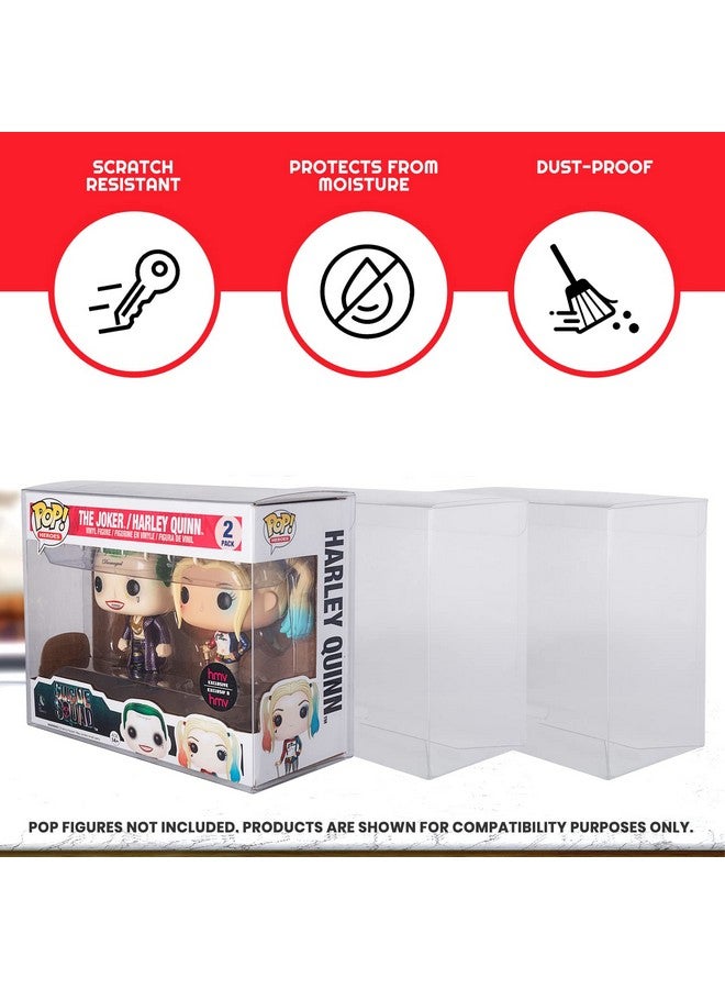 EVORETRO [10-Pack] Pop Double Protector Case for Funko Pop 2 Pack - 0.35 mm Thick Clear Pet Plastic Protector Case - Store, Protect, Display Your Disney, Marvel, DC and More 2 Pack Funko Pop Figures - Image 3