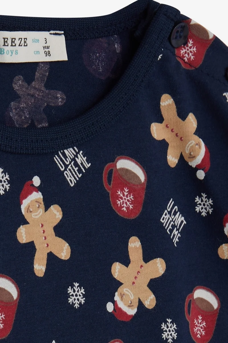 بريز Baby Boy Pajama Set, Cookie Patterned, 9 Months-3 Years, Navy Blue