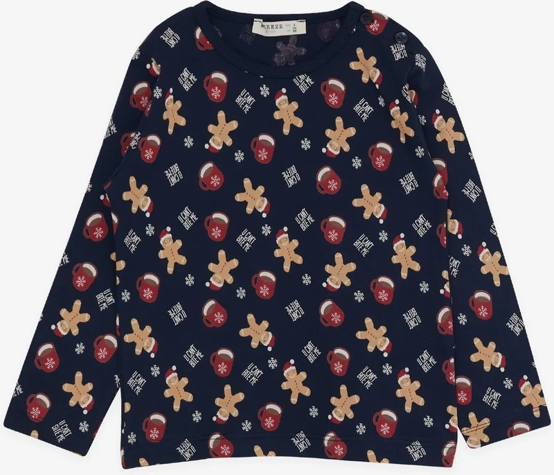 بريز Baby Boy Pajama Set, Cookie Patterned, 9 Months-3 Years, Navy Blue
