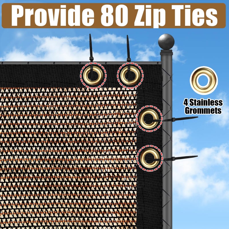 BADAO Brown 6FT X 50FT Outdoor Privacy Screen Fence & Mesh Shade Net Cover, Ideal for Garden and Backyard - Enhances Privacy for Fencing & Chain Link, Perfect for Patio Privacy Wall, Slatsï¼ŒFreestanding - Image 3