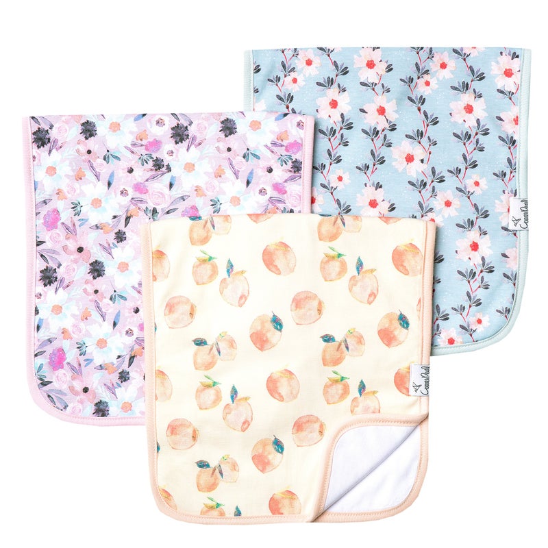 Copper Pearl Premium Baby Burp Cloths - 3-Pack Large Cotton Burp Cloths, Extra Soft Spit Up Rags with 3 Absorbent Layers, Perfect for Baby Girl Gifts (21" x 10" Size, Morgan Set) - Image 1