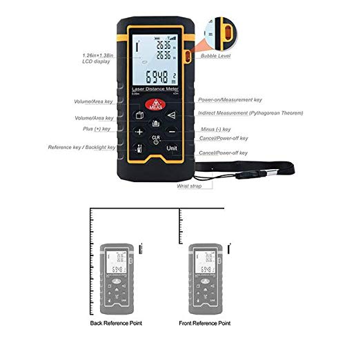MCP 4line9key197ft2362inch Handheld Laser Range Finder Laser Distance Meter Large LCD Backlight Waterproof Digital Distometer for Distance Tape Measure 60 Meter - Image 3