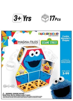 MAGNA-TILES Sesame Street Cookie Monster's Shapes, 17 Pieces| Connect With Magnets, Kids Building Toys, For Ages 3+  - Image 1