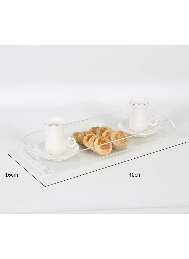 SMARTPOINTS Serving Platter Clear Serving Tray With Handles Multipurpose Decorative  Acrylic Tray, 40*16 cm  - Image 5