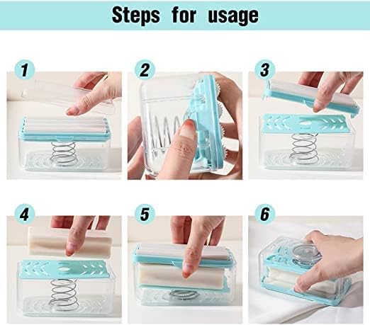 GNOLY Multifunctional Soap Dish Portable Laundry Rolling Soap Box with Drain Holes and Spring Travel Soap Holder Soap Bar Box Dispenser with Rubber Roller Foaming for Home - Image 5