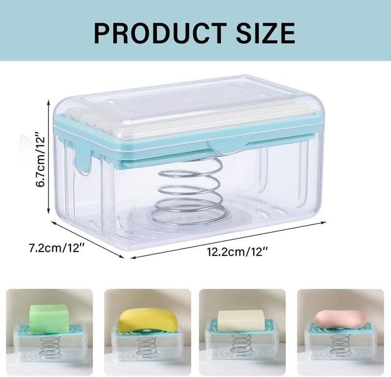 GNOLY Multifunctional Soap Dish Portable Laundry Rolling Soap Box with Drain Holes and Spring Travel Soap Holder Soap Bar Box Dispenser with Rubber Roller Foaming for Home - Image 2