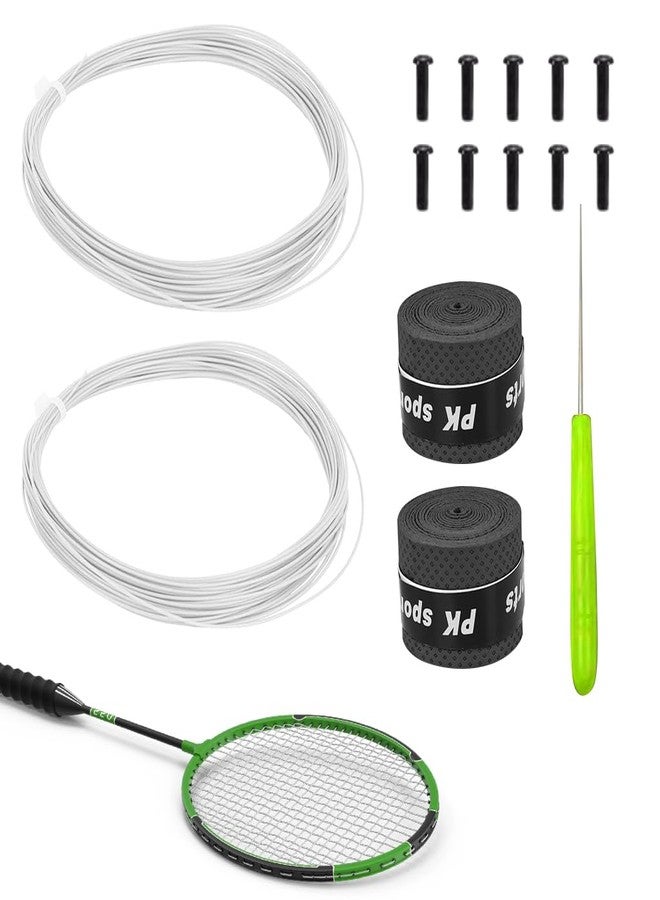 Proberos® Badminton Racket Strings Set, for 2 Rackets, Replacement String Repair Kit with Accessories & Tools, Nylon Fiber Strings, 0.78mm, Tension 26lbs, 10m Long Per Roll - White - Image 1