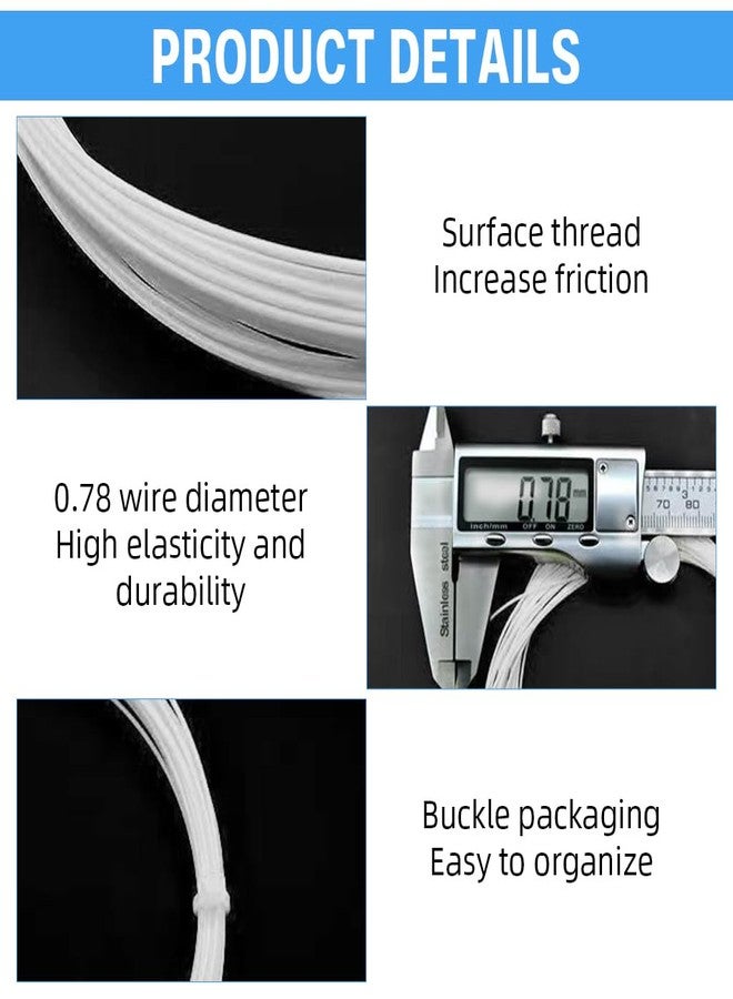 Proberos® Badminton Racket Strings Set, for 2 Rackets, Replacement String Repair Kit with Accessories & Tools, Nylon Fiber Strings, 0.78mm, Tension 26lbs, 10m Long Per Roll - White - Image 3
