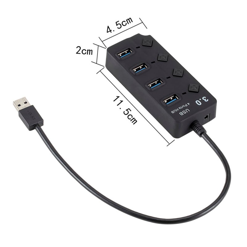 USB Hub 4 منافذ USB مع حماية من الجهد الزائد والتيار الزائد للكمبيوتر المحمول والكمبيوتر الشخصي والهاتف - Image 3