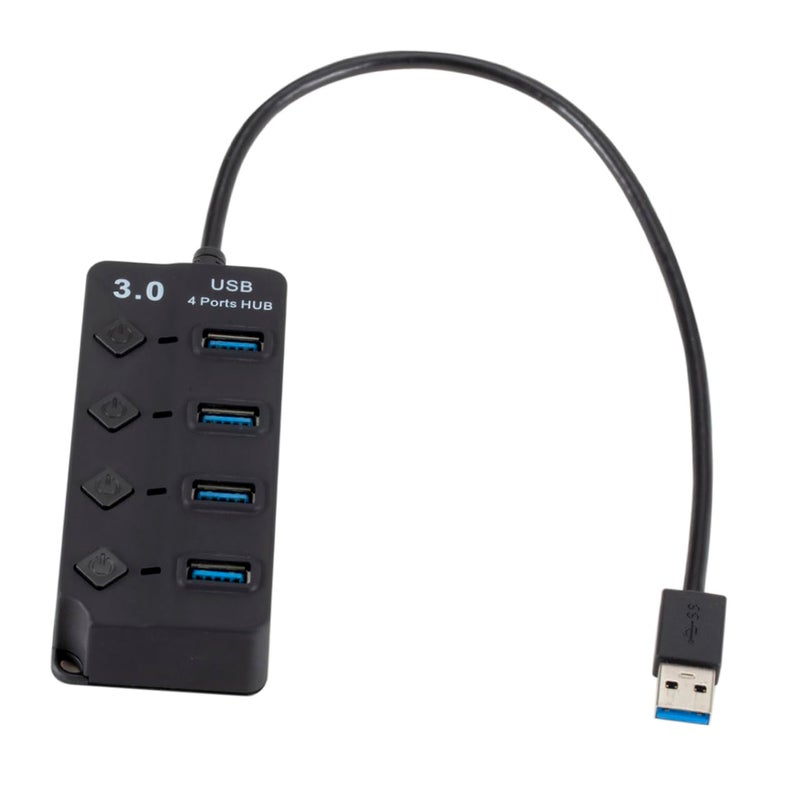 USB Hub 4 منافذ USB مع حماية من الجهد الزائد والتيار الزائد للكمبيوتر المحمول والكمبيوتر الشخصي والهاتف - Image 4