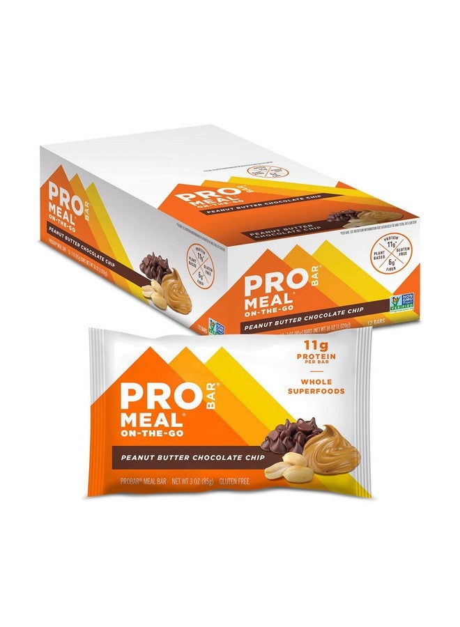 PROBAR Meal Bar Peanut Butter Chocolate Chip Nongmo Glutenfree Healthy Plantbased Whole Food Ingredients Natural Energy (12 Count)  - Image 1