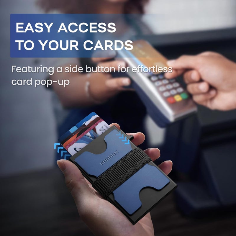 RUNBOX Slim Card Holder Wallet for Men, Minimalist RFID Blocking Wallet with Pop-Up Function, Ultra-Thin Design, Metal Business Card Cases holds 6+6 Cards, Gifts for Men, Men's Accessories - Image 4