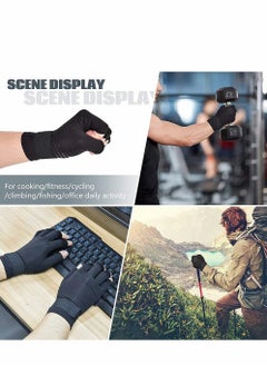 Excefore Copper Fiber Pressure Gloves,Copper Wrist Support Brace Fingerless Glove with Adjustable Strap, for Men and Women Sports and Fitness Non-slip Half-knuckle Training Gloves Copper Ion Wrist  - Image 3