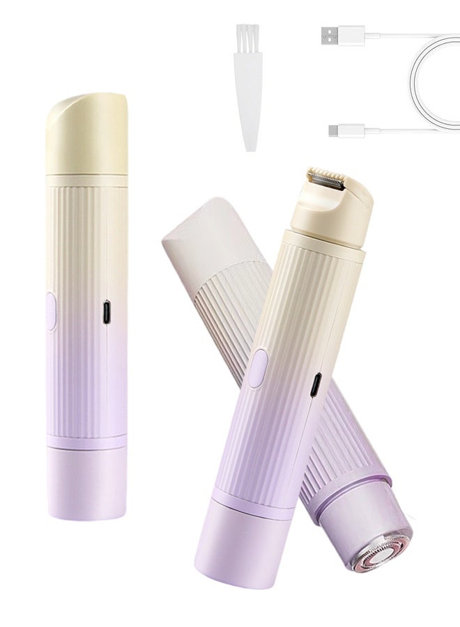 McmhyingPop 2 in 1 Facial Hair Removal, Cordless Electric Body Shaver Trimmer for Women, Painless Electric Razors Rechargeable Hair Remover for Leg, Arm, Underarm, Bikini, Face, Waterproof Travel Grooming Kit, Gradient Purple - Image 1