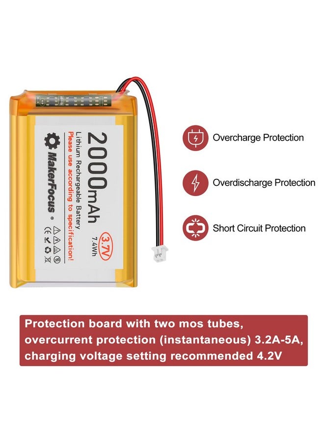 MakerFocus - MakerFocus 4pcs 3.7V 2000mAh Lithium Rechargeable Battery 1S 3C LiPo Battery with Protection Board Insulated Rubber Tape and Micro JST 1.25 Plug for Ar duino NodeMCU ESP32 Development Board - Image 1
