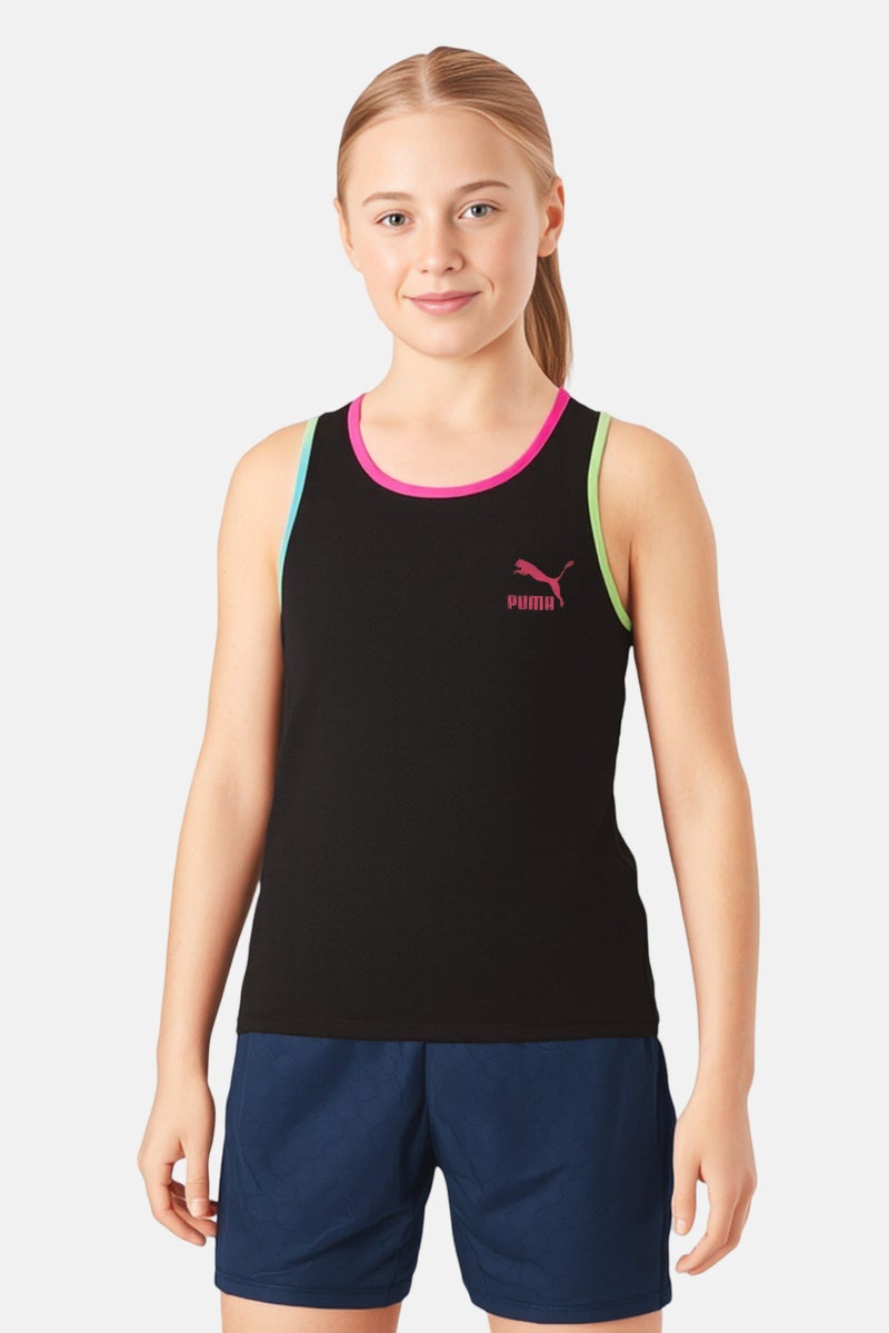 PUMA Kids Girl Sportswear Fit Sleeveless Training Top, Black - Image 1