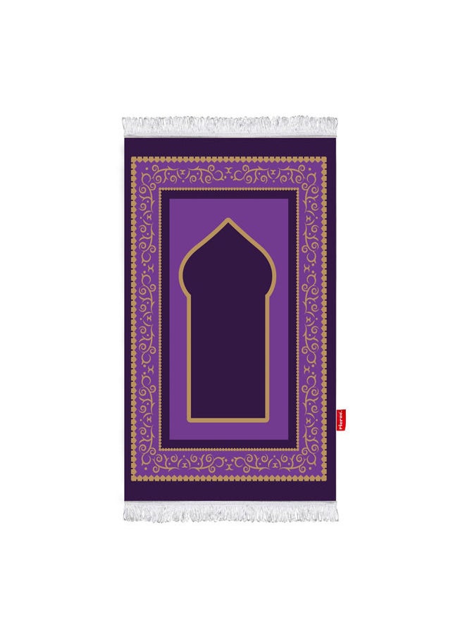 ريكراك سجاده صلاة مبطنه فايبر مطبوعه- بنفسجي وذهبي  - Image 1