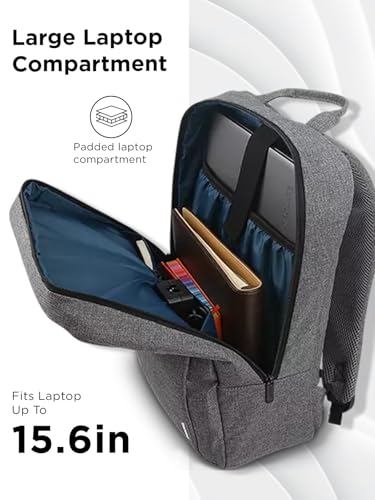 Lenovo Casual Laptop Backpack B210 - 15.6 inch - Padded Laptop/Tablet Compartment - Durable and Water-Repellent Fabric - Lightweight - Grey - Image 4