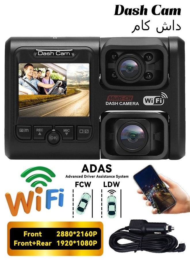 Mi VAZA - Dash Cam - Front and Rear Camera - 2160P or 1080P - Built in WiFi, ADAS - Car Camera with Night Vision and Parking Monitor - Image 1