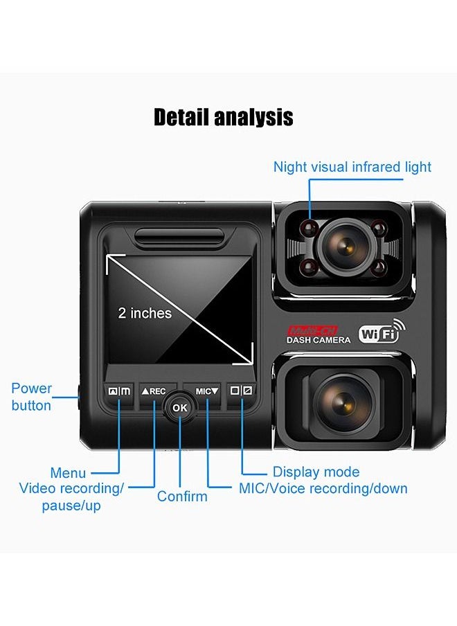 Mi VAZA - Dash Cam - Front and Rear Camera - 2160P or 1080P - Built in WiFi, ADAS - Car Camera with Night Vision and Parking Monitor - Image 1