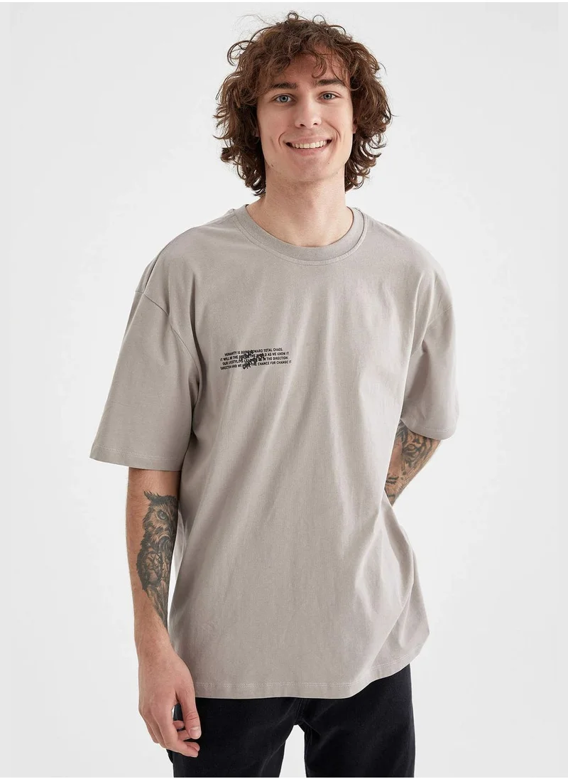 DeFacto Oversized Short Sleeve Back Print T-Shirt