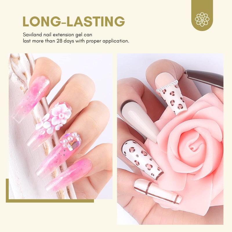 SAVILAND Builder Gel for Nails: 30ml Clear Hard Gel for Extension, Builder with Air Cushion Builder Base &Nail Strengthener Art Manicure Set 100pcs Nail Forms and Acrylic Brushr Thickening Home Use - Image 5