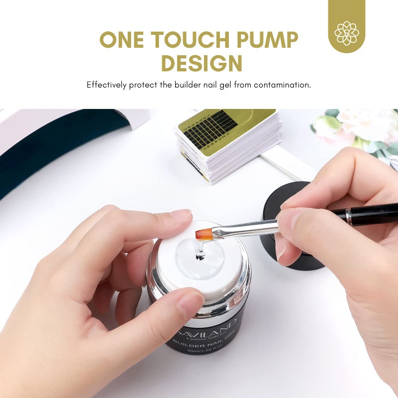 SAVILAND Builder Gel for Nails: 30ml Clear Hard Gel for Extension, Builder with Air Cushion Builder Base &Nail Strengthener Art Manicure Set 100pcs Nail Forms and Acrylic Brushr Thickening Home Use - Image 2