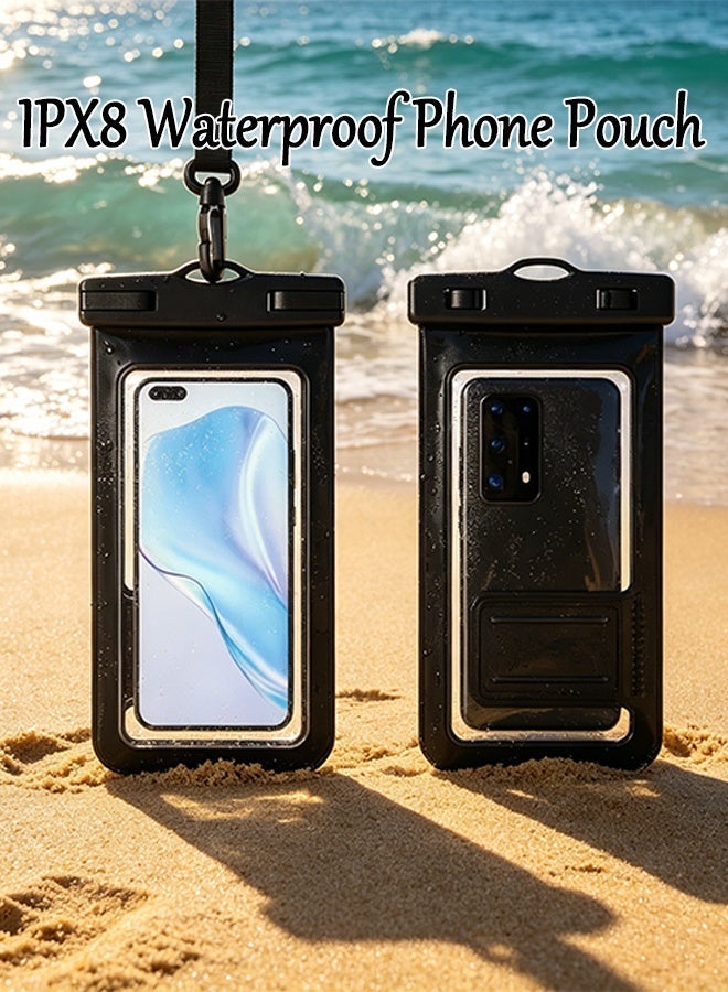 2 حزمة IPX8 حالة الهاتف المقاوم للماء ، 7.2 بوصة عالمية حقيبة الهاتف المقاوم للماء مع الحبل القابل للتعديل ، فيلم واضح HD كامل لمس حقيبة الهاتف المقاوم للماء للسباحة الغوص التزلج السفر على الشاطئ والاستخدام اليومي المطر (ZP21 - أسود) - Image 1