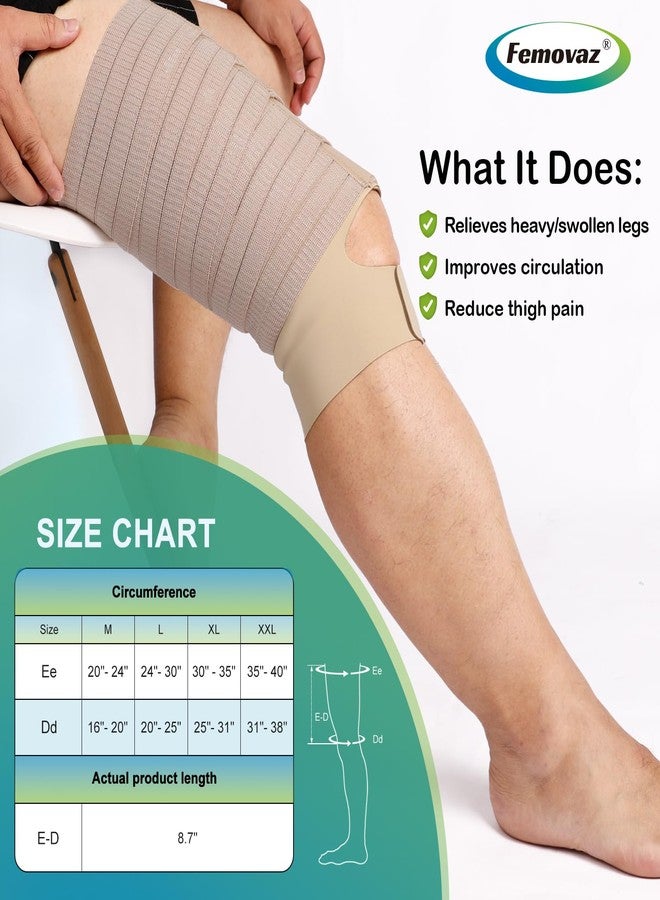 Femovaz® 1PC Thigh Compression Wrap + Compression Knee Kit | Relieves Swelling, Edema, Lipedema | Breathable | Anti-Slip | All-Day Comfort,XXL - Image 5