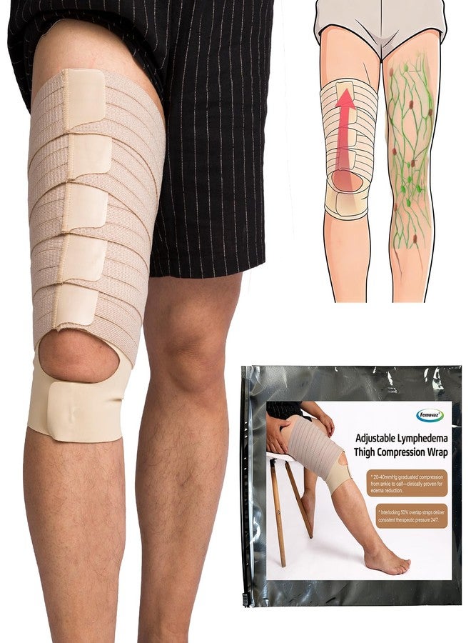 Femovaz® 1PC Thigh Compression Wrap + Compression Knee Kit | Relieves Swelling, Edema, Lipedema | Breathable | Anti-Slip | All-Day Comfort,XXL - Image 1