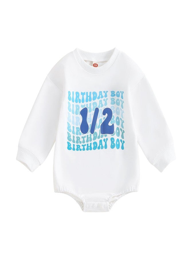 Lamuusaa Baby Girl Boy Half Birthday Outfit 1/2 Birthday Girl/Boy Romper Sweatshirt Oversized Shirts Fall Clothes - Image 1