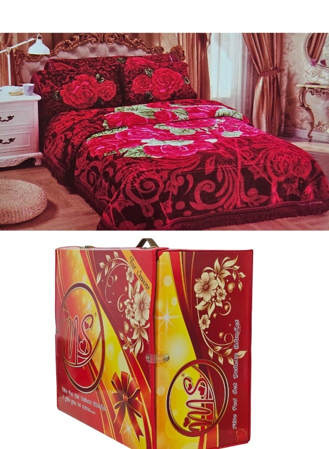 ام اس طقم بطانية شتوية ثقيلة 5 قطع بمقاس 220X240 مع غطاء مرتبة مقاس 260X230 سم و 2 أغطية مخدات مقاس 55X75 سم وغطاء للطقم كامل مقاس 43X140 سم ، بطانية بطبقة مزدوجة فائقة النعومة مصنوعة من مواد عالية الجودة صناعة كورية ممتازة( وزن الطقم كامل 11.5 كجم ) - Image 2