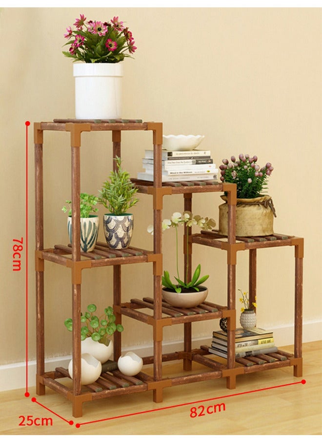 WinHolder Plant Stand Indoor Wood Plant Shelf Outdoor Tiered Plant Rack for Multiple Plants 3 Tiers 7 Pots Ladder Plant Holder Plant Table for Plant Pots Boho Home Decor - Image 2