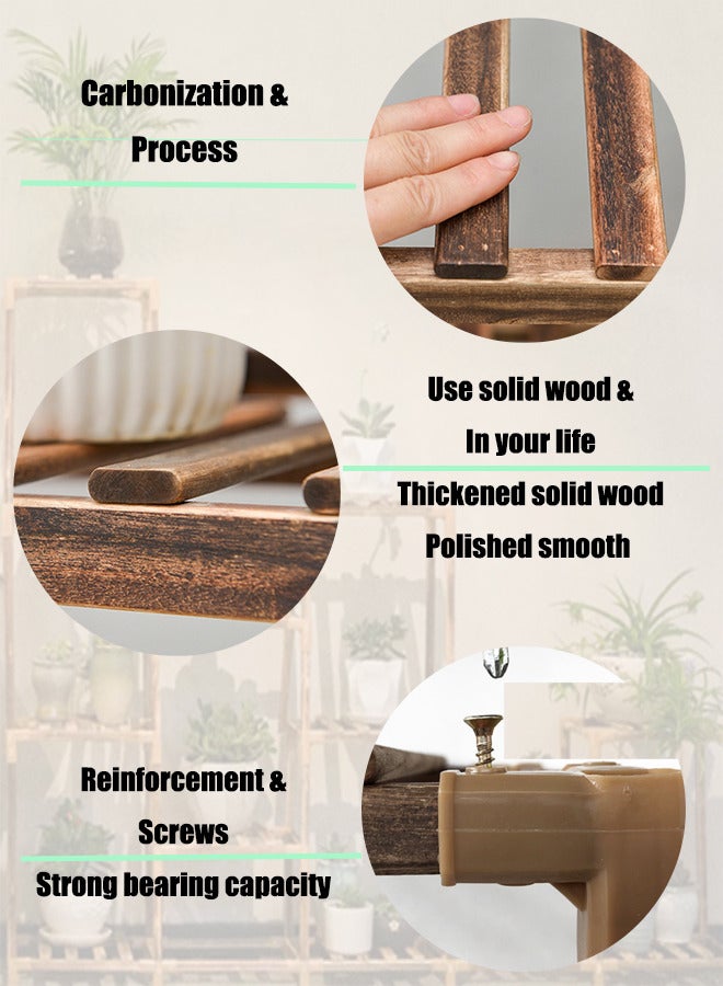 WinHolder Plant Stand Indoor Wood Plant Shelf Outdoor Tiered Plant Rack for Multiple Plants 3 Tiers 7 Pots Ladder Plant Holder Plant Table for Plant Pots Boho Home Decor - Image 3