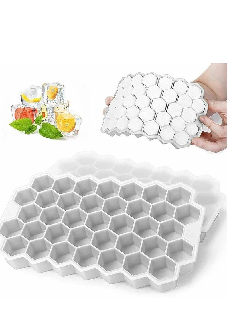 صينية مكعبات ثلج، قالب ثلج من السيليكون المرن بتصميم قرص عسل بـ37 فتحة (أبيض) - Image 1