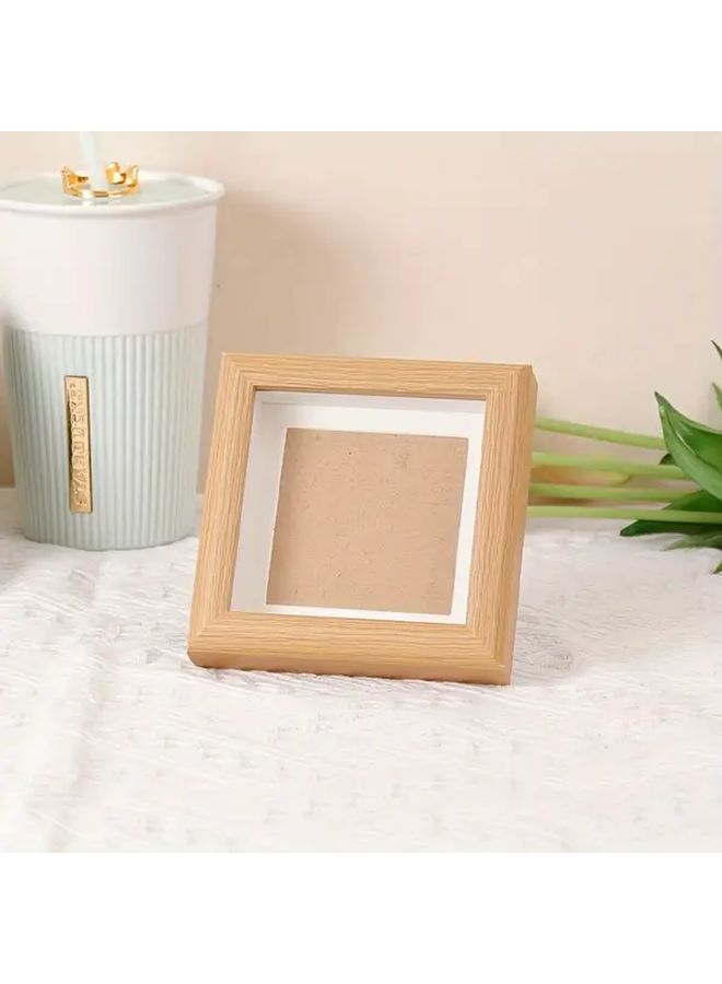 2pcs Classic Square Wooden Picture Frames 4.8 Inch Mini Blank Vertical Display for Crafts Tabletop Decor - Image 1