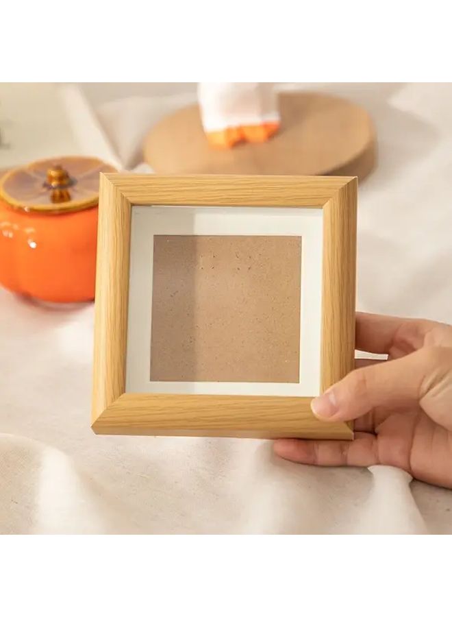 2pcs Classic Square Wooden Picture Frames 4.8 Inch Mini Blank Vertical Display for Crafts Tabletop Decor - Image 2