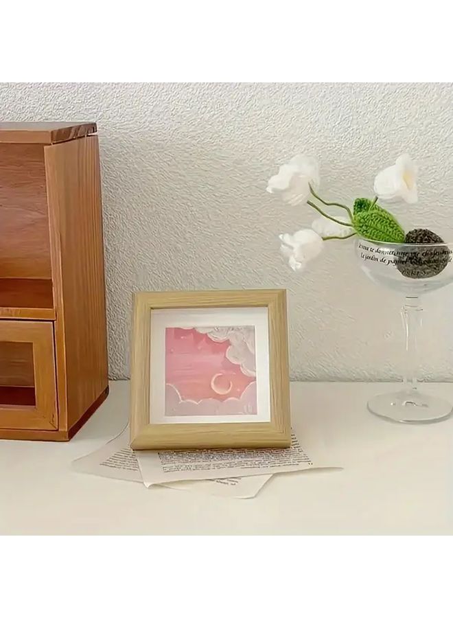 2pcs Classic Square Wooden Picture Frames 4.8 Inch Mini Blank Vertical Display for Crafts Tabletop Decor - Image 5