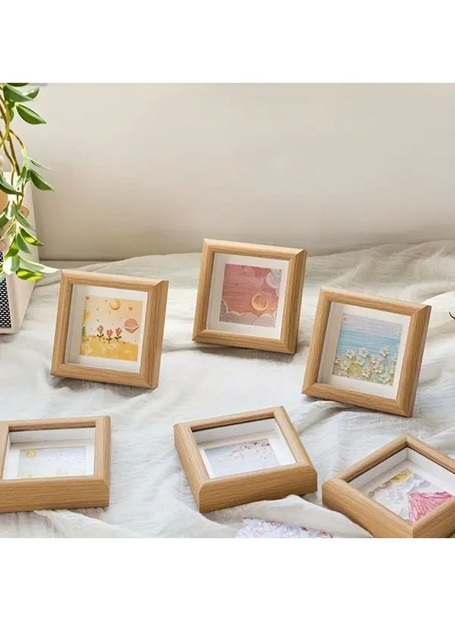 2pcs Classic Square Wooden Picture Frames 4.8 Inch Mini Blank Vertical Display for Crafts Tabletop Decor - Image 4