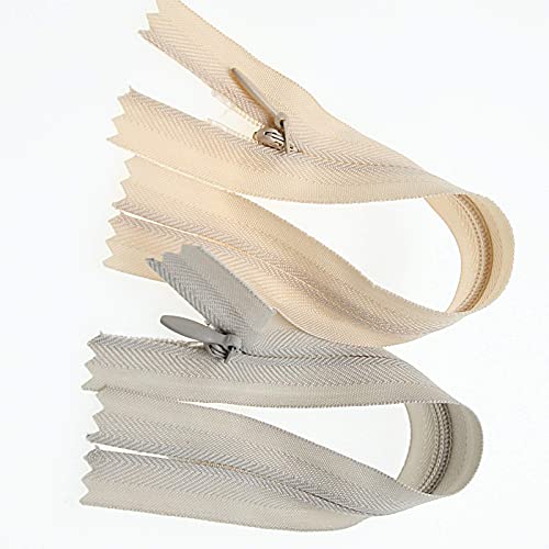 SHUNLI 24 Inch 10PCS Invisible Nylon Coil Zipper,Clothing Zipper,Hidden Zippers DIY Sewing Tools for Tailor Sewing Crafts(5 pcs Grey and 5 pcs Beige 61cm) SHUNLI - Image 4