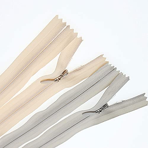 SHUNLI 24 Inch 10PCS Invisible Nylon Coil Zipper,Clothing Zipper,Hidden Zippers DIY Sewing Tools for Tailor Sewing Crafts(5 pcs Grey and 5 pcs Beige 61cm) SHUNLI - Image 5