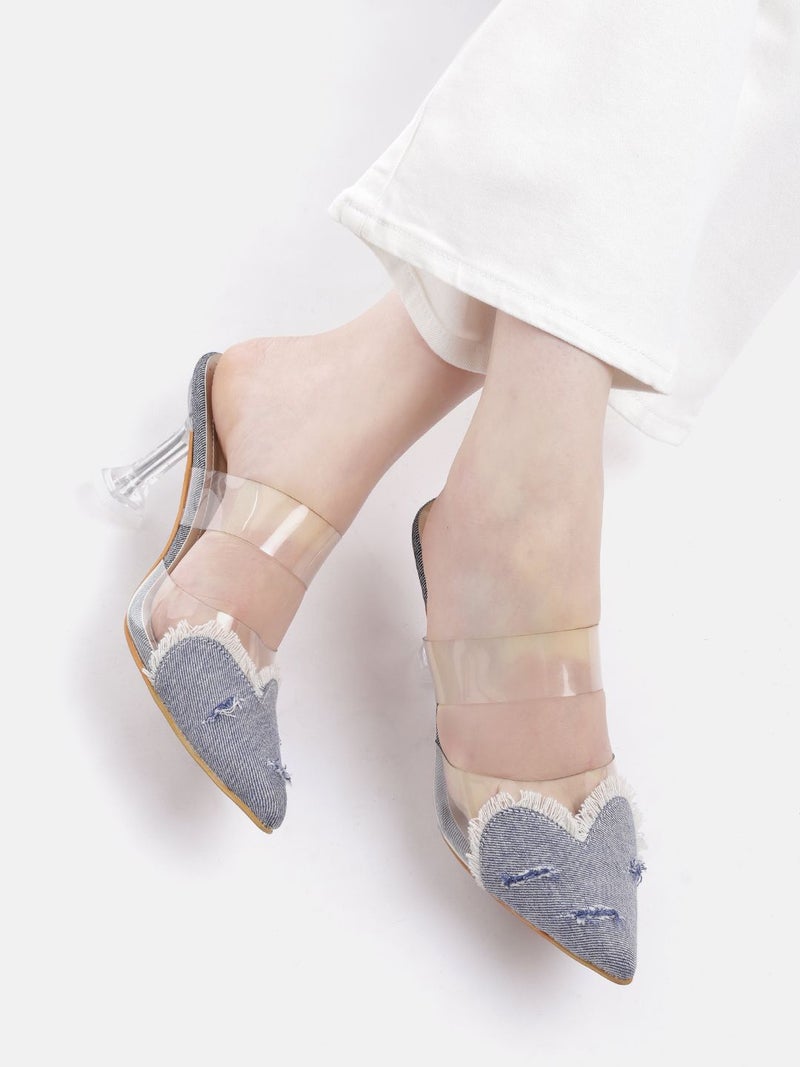 ZORIWORLD Amor Denim Heart Heels for Women - High Heels, 3 Inch - Image 1